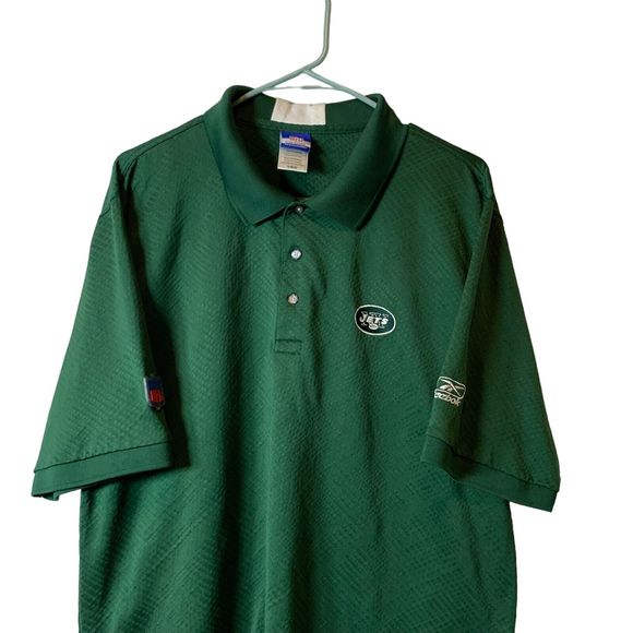 NFL Jets Team Apparel by Reebok Polo Mens Size Large Green Diamond Pattern - Picture 3 of 13